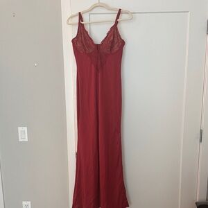 Popilush Lace Trim Nightgown - Red